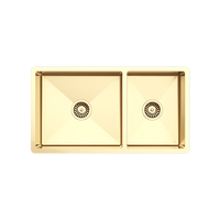 Alma Brushed Brass Gold Lincoln 825x450 Single +3/4 Bowl Sink