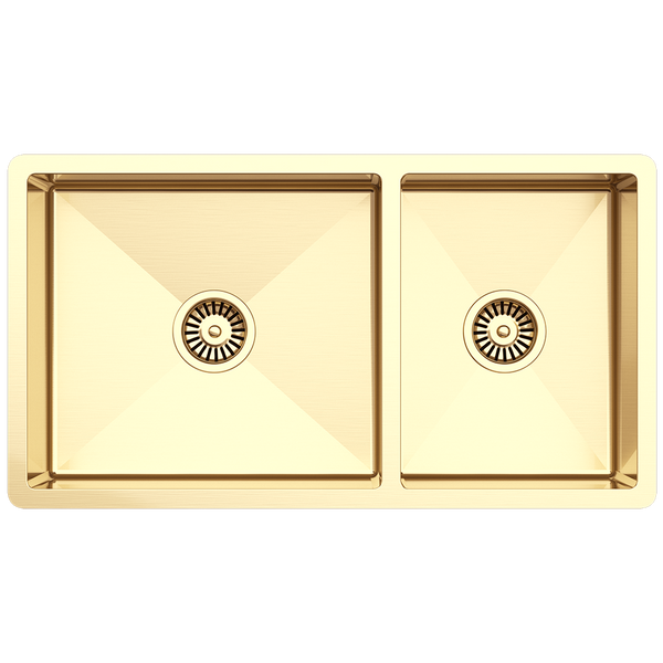 Alma Brushed Brass Gold Lincoln 825x450 Single +3/4 Bowl Sink