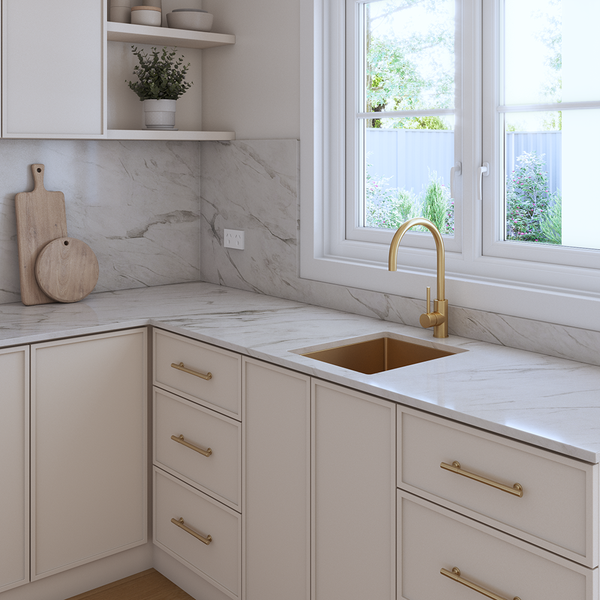 Alma Brushed Brass Gold Maya 380x450 Single Bowl Sink