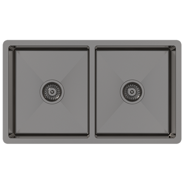Alma Brushed Gunmetal Madison 775x450 Double Bowl Sink