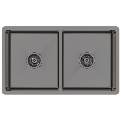 Brushed Gunmetal Madison 775x450 Double Bowl Sink