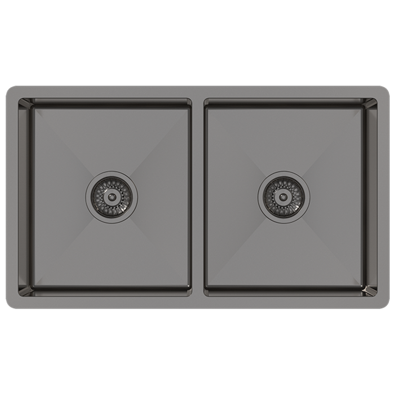 Brushed Gunmetal Madison 775x450 Double Bowl Sink