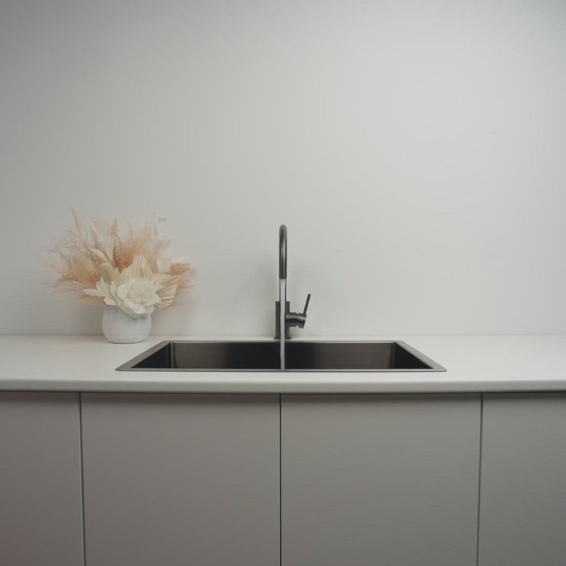 Brushed Gunmetal Madison 775x450 Double Bowl Sink