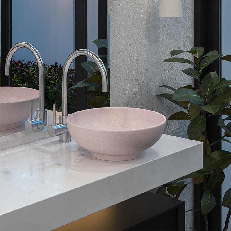 Buildmat Concrete Basin Champagne Pink Alden Champagne Pink Circle Concrete Basin