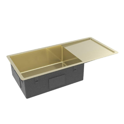 Buildmat Precious Metals Sink Sink Only Brushed Brass Gold Cody 950x450 Single Bowl w Drain Board Sink