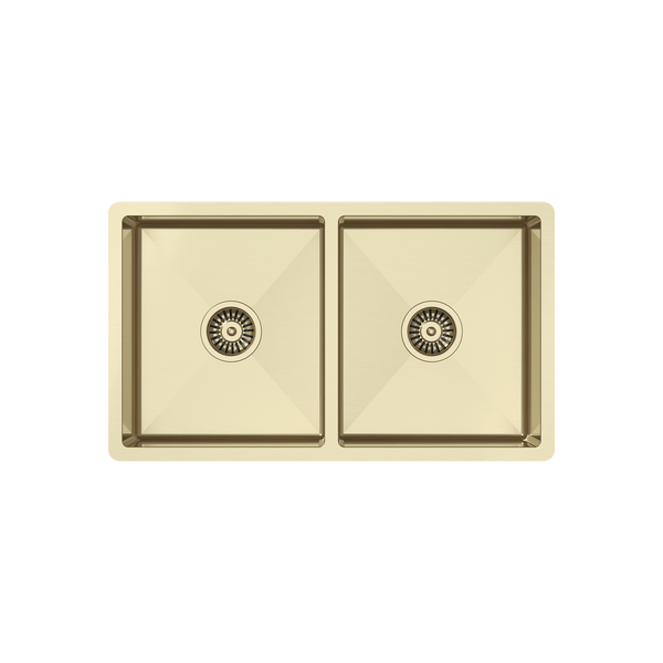 Buildmat Precious Metals Sink Brushed Brass Gold Brushed Brass Gold Madison 775x450 Double Bowl Sink