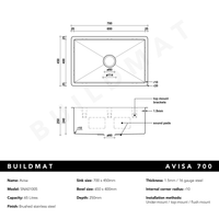 Avisa 700x450 Large Single Bowl Sink