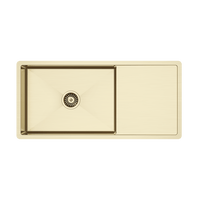 Alma Brushed Brass Gold Cody 950x450 Single Bowl w Drain Board Sink