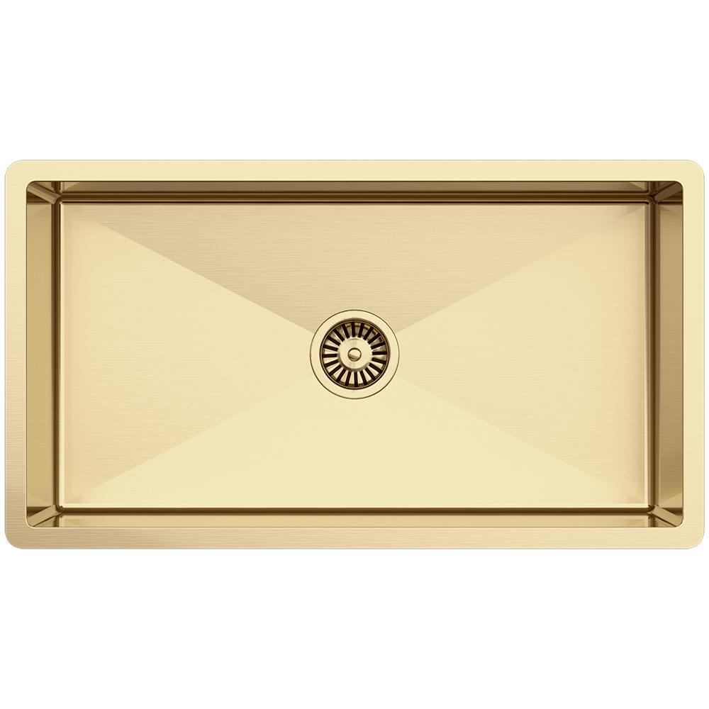 Brushed Brass Gold Marissa 810x450 XLarge Single Bowl Sink Trough