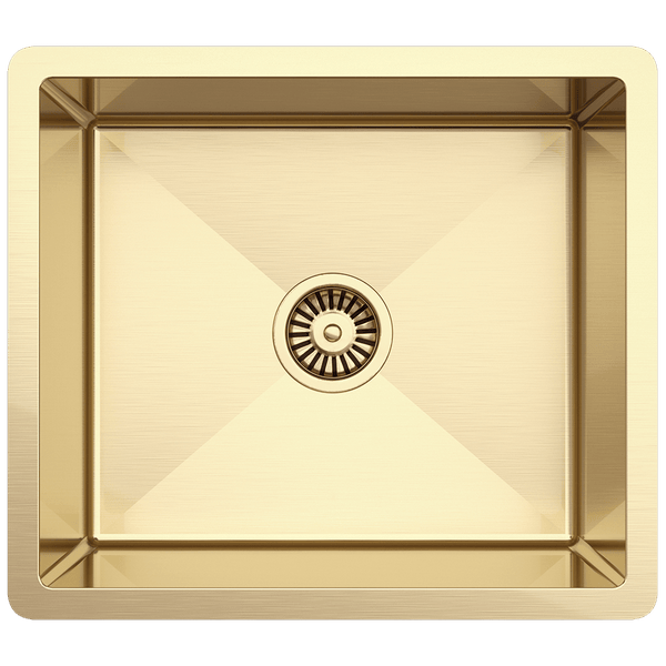 Buildmat Sink Brushed Brass Gold Brushed Brass Gold Penny 510x450 Single Bowl Sink