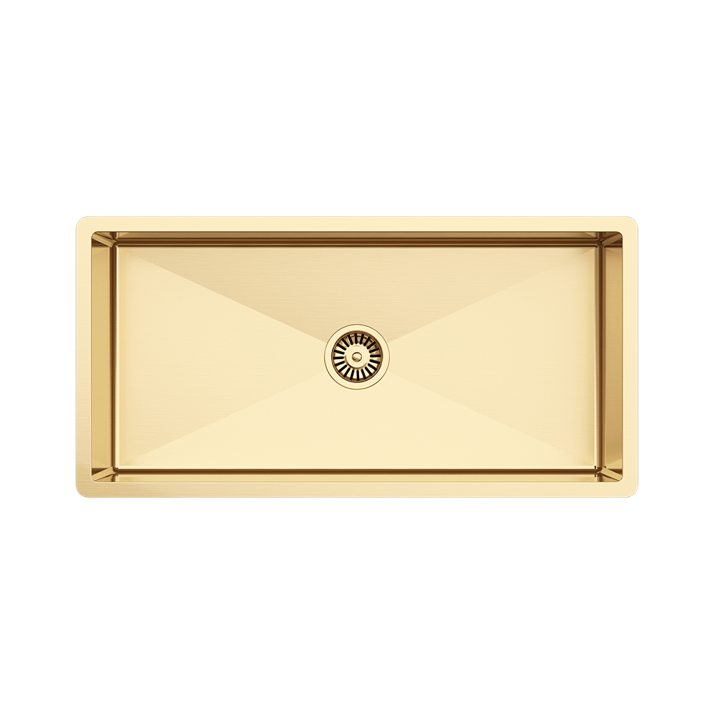 Brushed Brass Gold Seville 900x450 XXLarge Single Bowl Sink Buildmat
