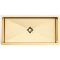Buildmat Sink Brushed Stainless Steel Brushed Brass Gold Seville 900x450 XXLarge Single Bowl Sink