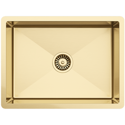 Buildmat Sink Brushed Brass Gold Brushed Brass Gold Willow 600x450 Medium Single Bowl Sink