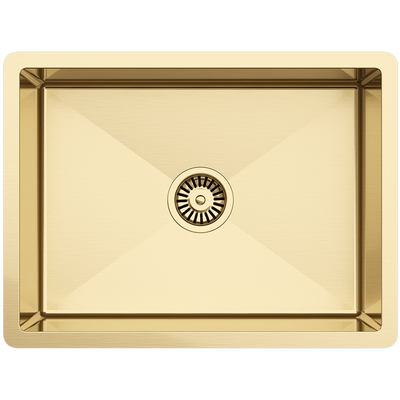 Buildmat Sink Brushed Brass Gold Brushed Brass Gold Willow 600x450 Medium Single Bowl Sink