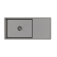 Buildmat Sink Brushed Gunmetal Brushed Gunmetal Cody 950x450 Single Bowl w Drain Board Sink