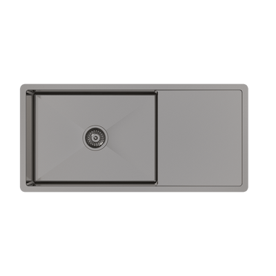 Buildmat Sink Brushed Gunmetal Brushed Gunmetal Cody 950x450 Single Bowl w Drain Board Sink