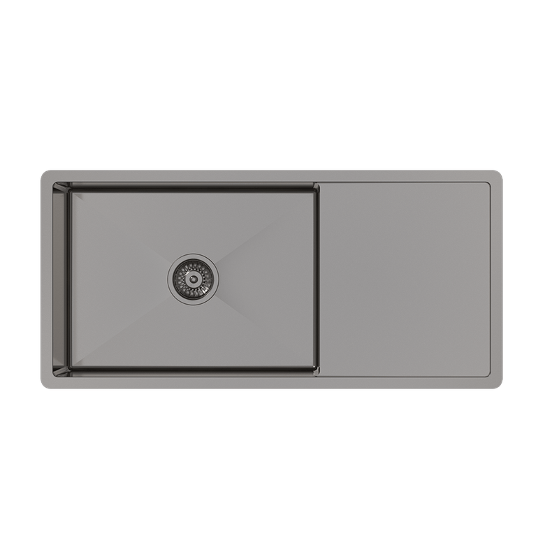 Buildmat Sink Brushed Gunmetal Brushed Gunmetal Cody 950x450 Single Bowl w Drain Board Sink