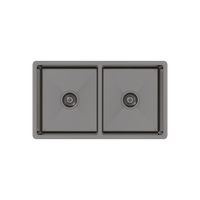 Alma Brushed Gunmetal Madison 775x450 Double Bowl Sink