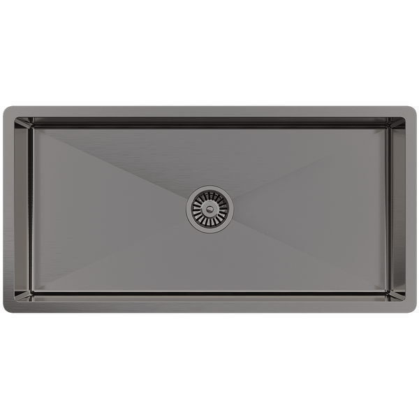 Buildmat Sink Brushed Stainless Steel Brushed Gunmetal Seville 900x450 XXLarge Single Bowl Sink