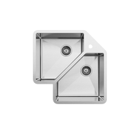 Buildmat Sink Stainless Steel Ella Corner Double Bowl Sink