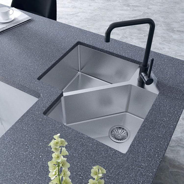 Buildmat Sink Stainless Steel Ella Corner Double Bowl Sink
