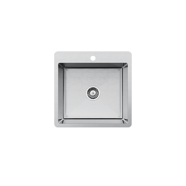 Buildmat Sink Brushed Stainless Steel Leo 510x500 Single Bowl Tap Landing Sink