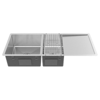 Buildmat Sink Stainless Steel Logan 1075x450 Single & Qtr Bowl with Drain Board Sink