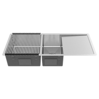 Buildmat Sink Stainless Steel Logan 1075x450 Single & Qtr Bowl with Drain Board Sink