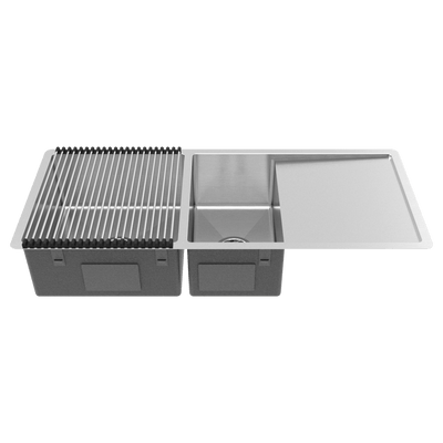 Buildmat Sink Stainless Steel Logan 1075x450 Single & Qtr Bowl with Drain Board Sink