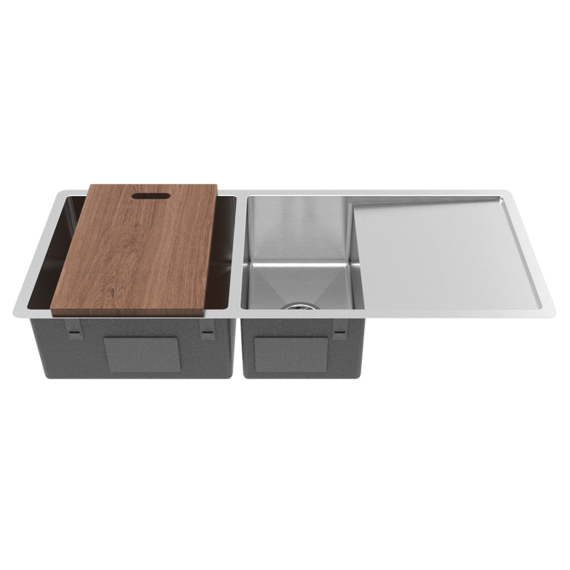 Buildmat Sink Stainless Steel Logan 1075x450 Single & Qtr Bowl with Drain Board Sink