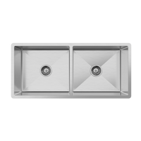 Buildmat Sink Brushed Stainless Steel Lucas 975x450 Double Bowl Sink