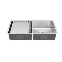 Buildmat Sink Brushed Stainless Steel Lucas 975x450 Double Bowl Sink
