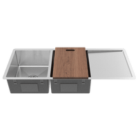 Buildmat Sink Sink Orlando 1125x450 Double Bowl with Drain Board Sink