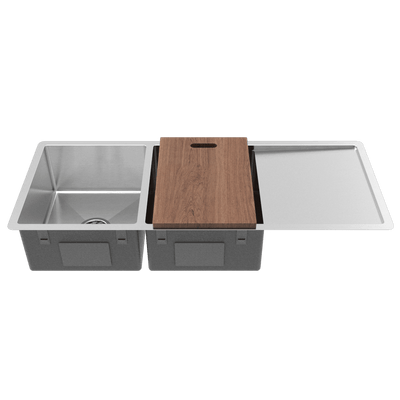 Buildmat Sink Sink Orlando 1125x450 Double Bowl with Drain Board Sink