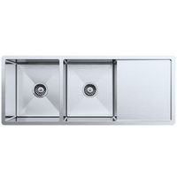 Buildmat Sink Sink Orlando 1125x450 Double Bowl with Drain Board Sink