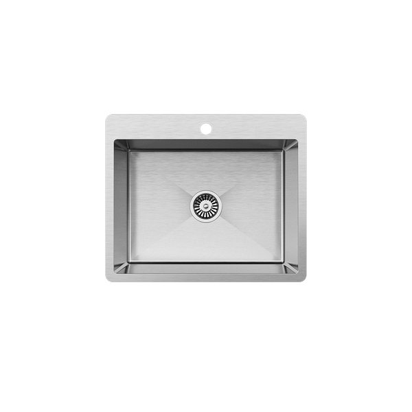 Buildmat Sink Brushed Stainless Steel River 600x500 Medium Single Bowl Tap Landing Sink