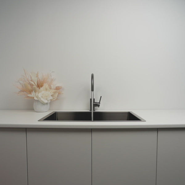 Alma Brushed Gunmetal Cody 950x450 Single Bowl w Drain Board Sink