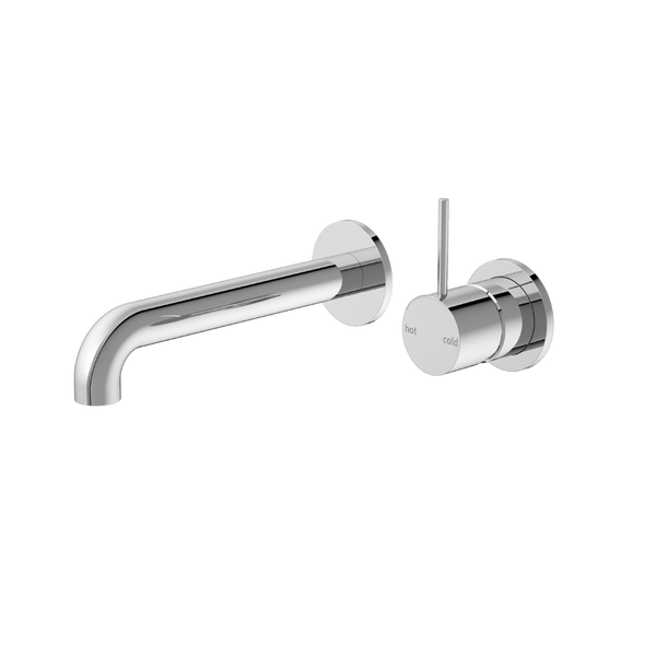 Nero Mecca Wall Basin Mixer Separate Back Plate Handle Up 185mm Spout Chrome